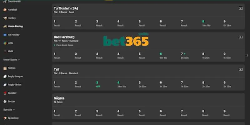 Tổng hợp những kèo đua ngựa Bet365 phổ biến